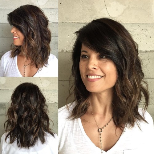 80 Stunning Medium-Length Hairstyles for Thick Hair 21 Wavy Medium Length Brunette Hairstyle