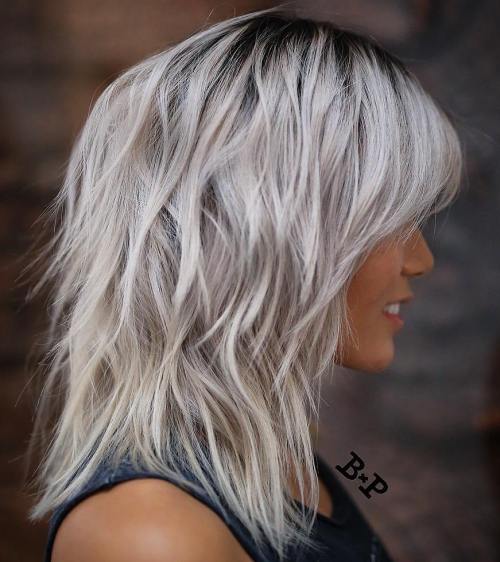 80 Stunning Medium-Length Hairstyles for Thick Hair 15 Medium Silver Blonde Shag