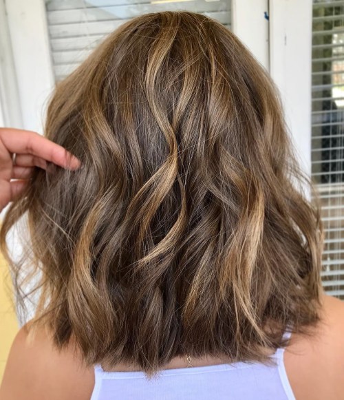 80 Stunning Medium-Length Hairstyles for Thick Hair 25 Textured Lob With Waves For Thick Hair
