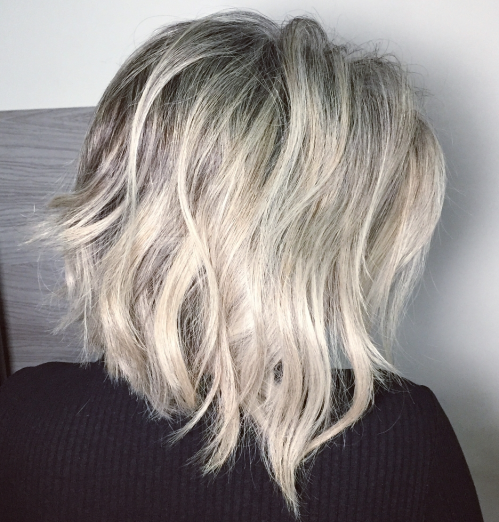 80 Stunning Medium-Length Hairstyles for Thick Hair 50 Ash Blonde Choppy Bob With Black Roots