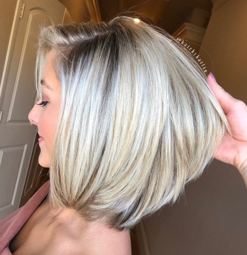 80 Stunning Medium-Length Hairstyles for Thick Hair 52 Silver Lob With Golden Blonde Highlights
