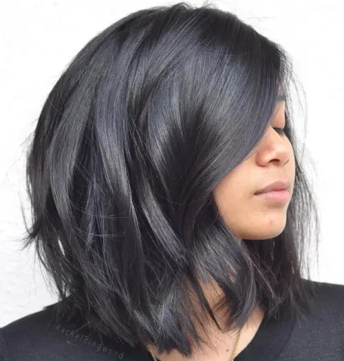 80 Stunning Medium-Length Hairstyles for Thick Hair 67 Black Lob With Loose Waves