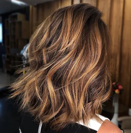 80 Stunning Medium-Length Hairstyles for Thick Hair 73 Chocolate And Caramel Choppy Lob