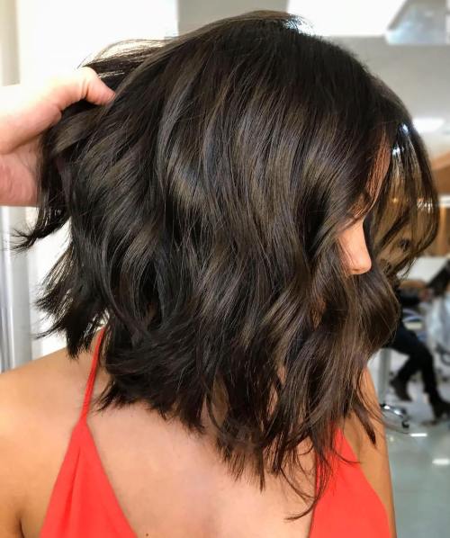 80 Stunning Medium-Length Hairstyles for Thick Hair 56 Above Shoulder Textured Wavy Lob