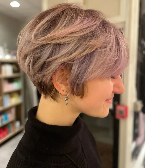 Pastel Pink Bixie with Natural Root