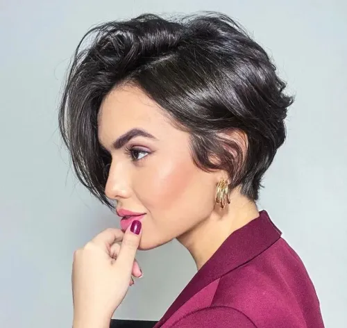 Long Bixie Haircut with Deep Side Part