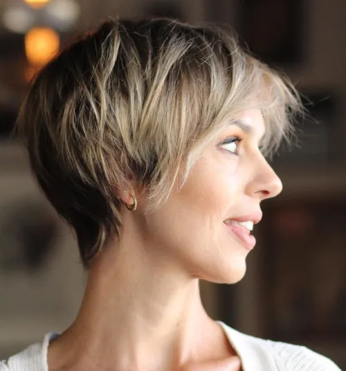 Long Pixie with Blonde Frosting