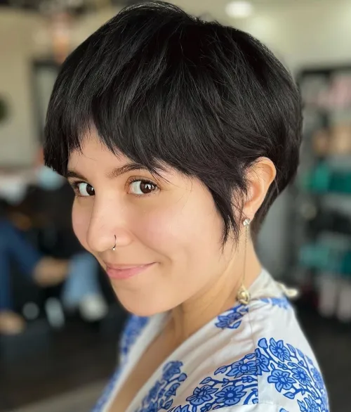 Classy Pixie with Layered Curtain Bangs