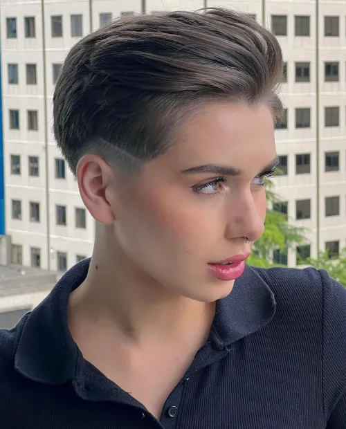 Long Pixie Pompadour and Shaved Undercut Style