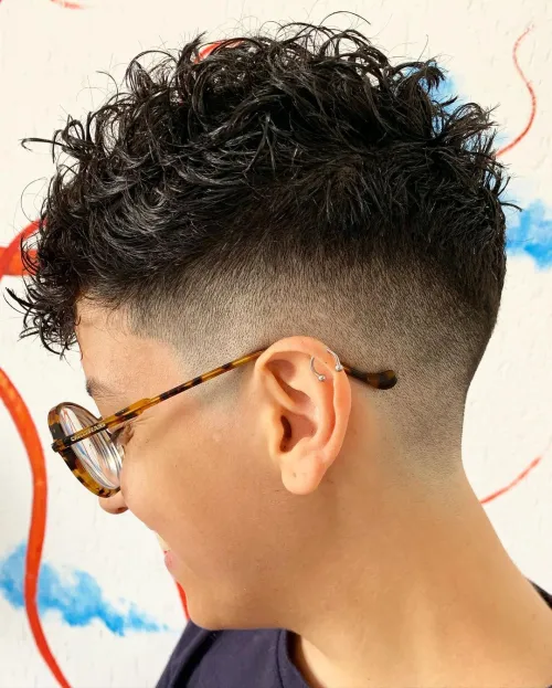Curly Pixie with Faded Sides