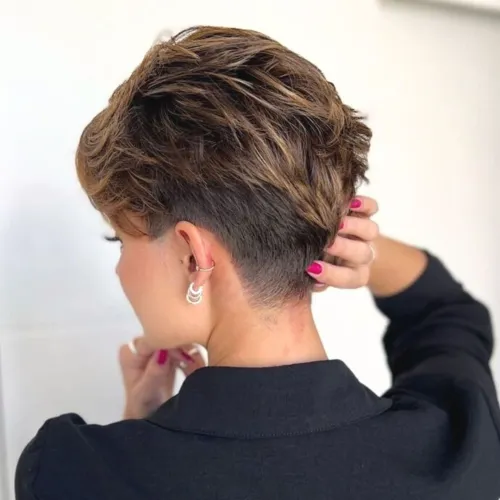 Balayage on Pixie Short Hair with Low Taper