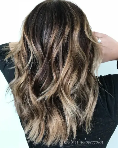 Long Layered Brunette Hair With Balayage