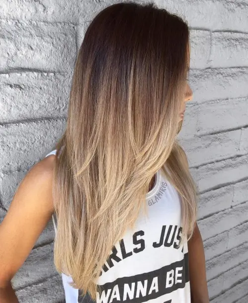 Long Layered Brown To Blonde Ombre