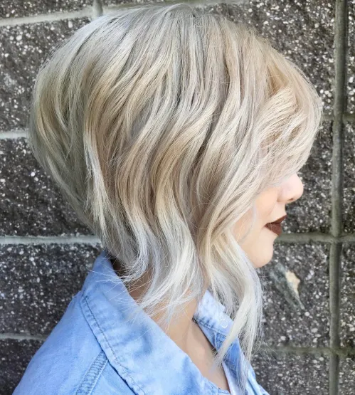 Layered And Angled Blonde Bob