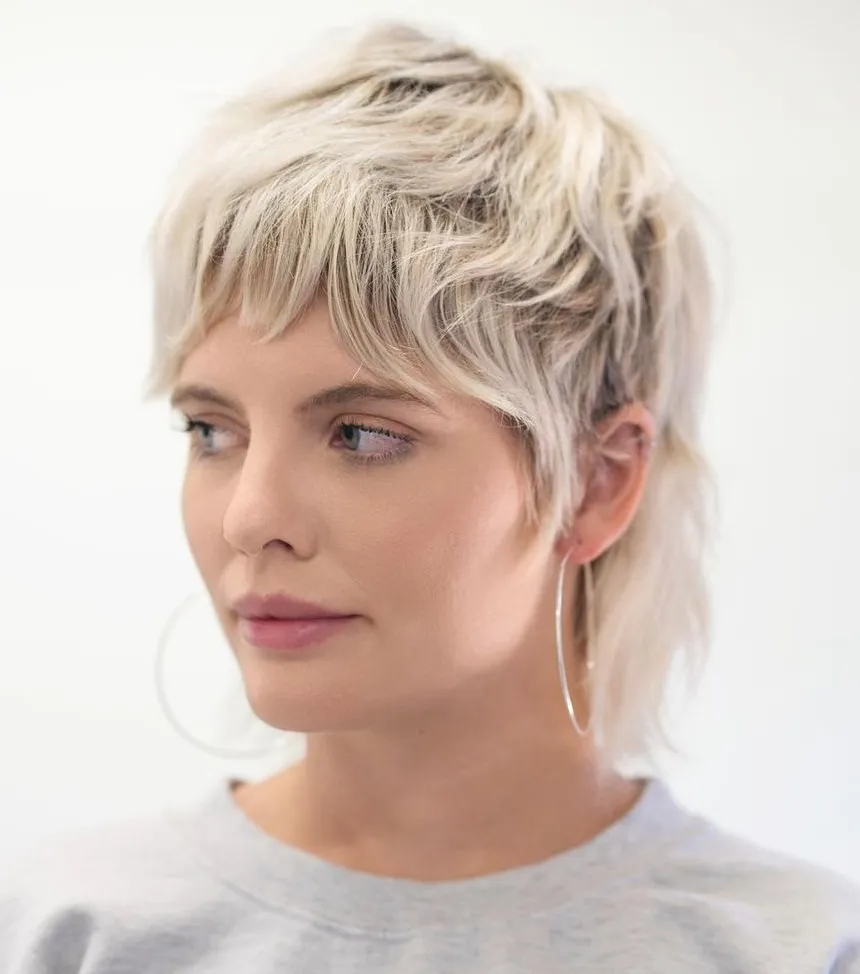 Fluffy Mullet Voluminous Platinum Blonde Mullet