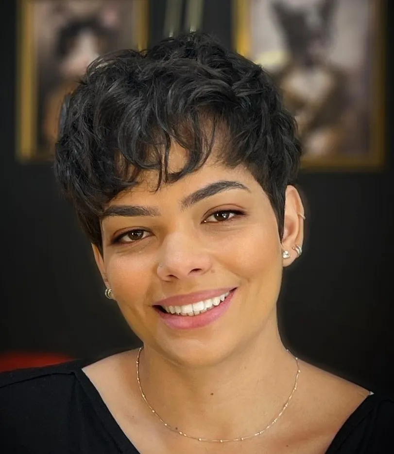 Lovely Textured Pixie Black Pixie for Wavy or Curly Texture