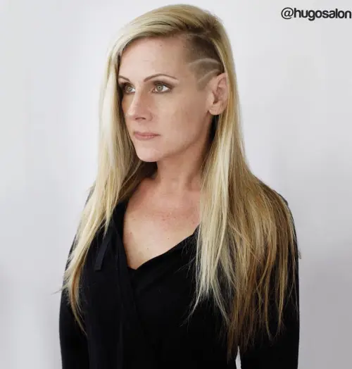 50 Bold Undercut Hairstyles for Women to Make an Impact 26 Long Blonde Hairstyle With Temple Undercut