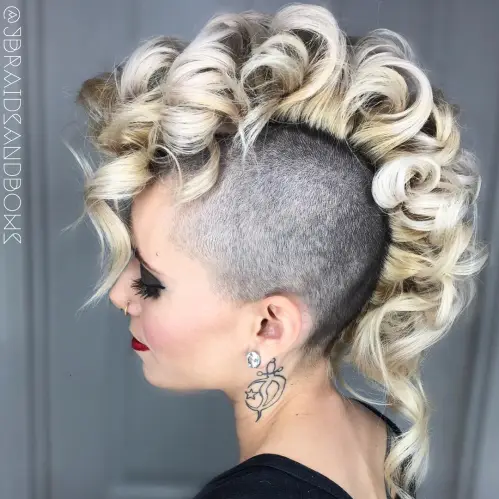 50 Bold Undercut Hairstyles for Women to Make an Impact 14 Curly Blonde Mohawk With Undershave