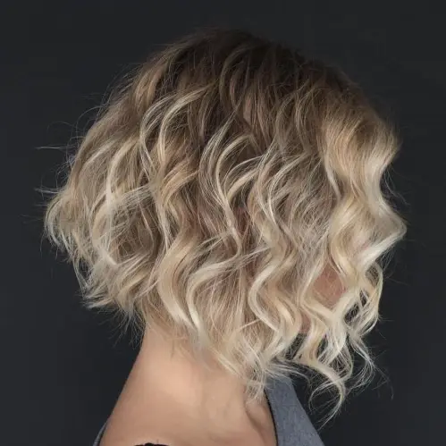 Wavy A-Line Brown Blonde Bob