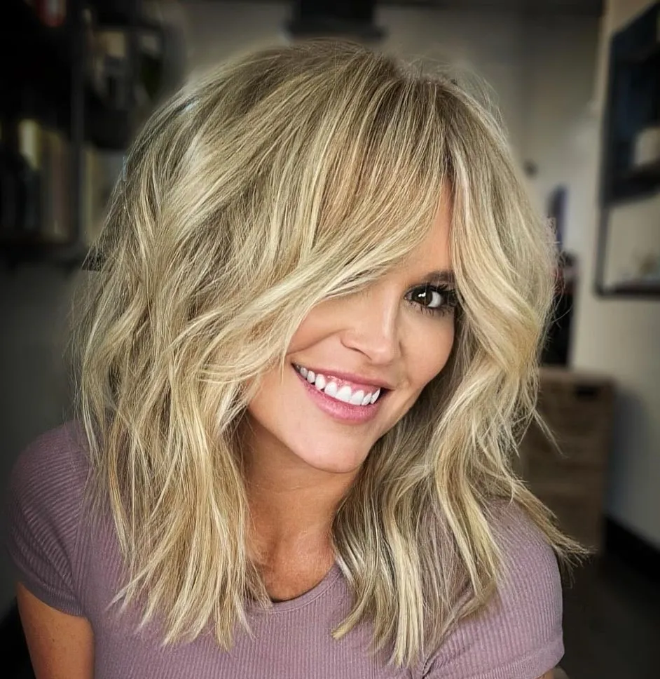 Mid Length Shag with Face Framing Bangs