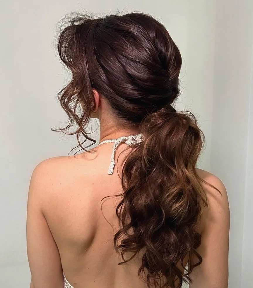 Tousled Low Ponytail for Curly Hair