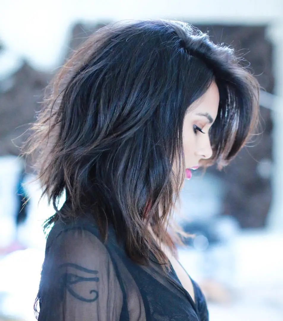 Layered Lob With Side Bangs