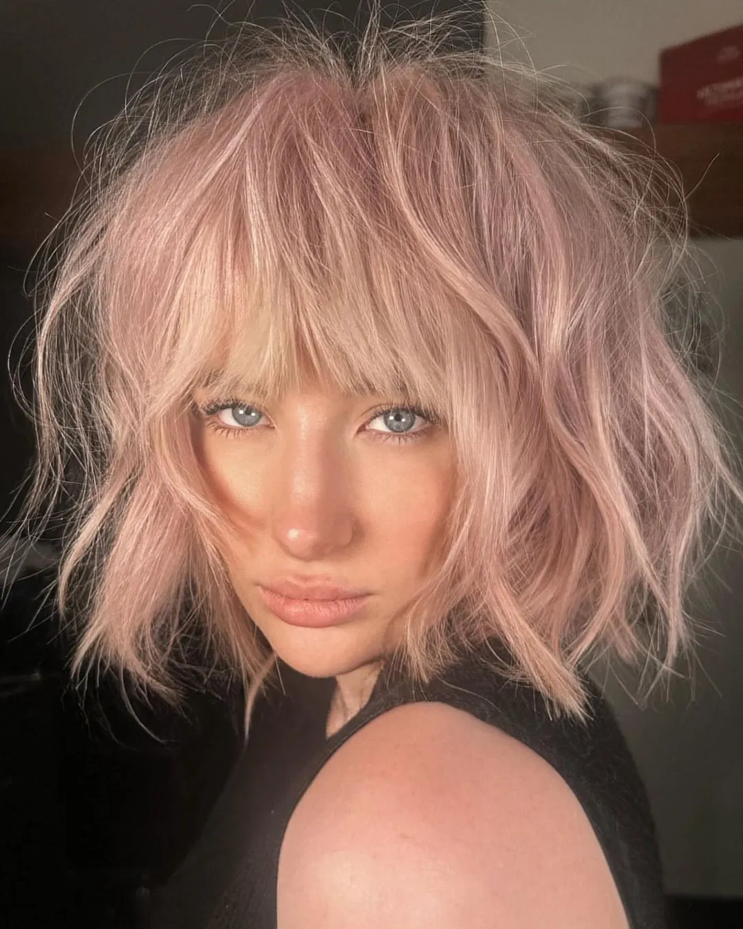 Thick textured Bob in Rose Gold Tones