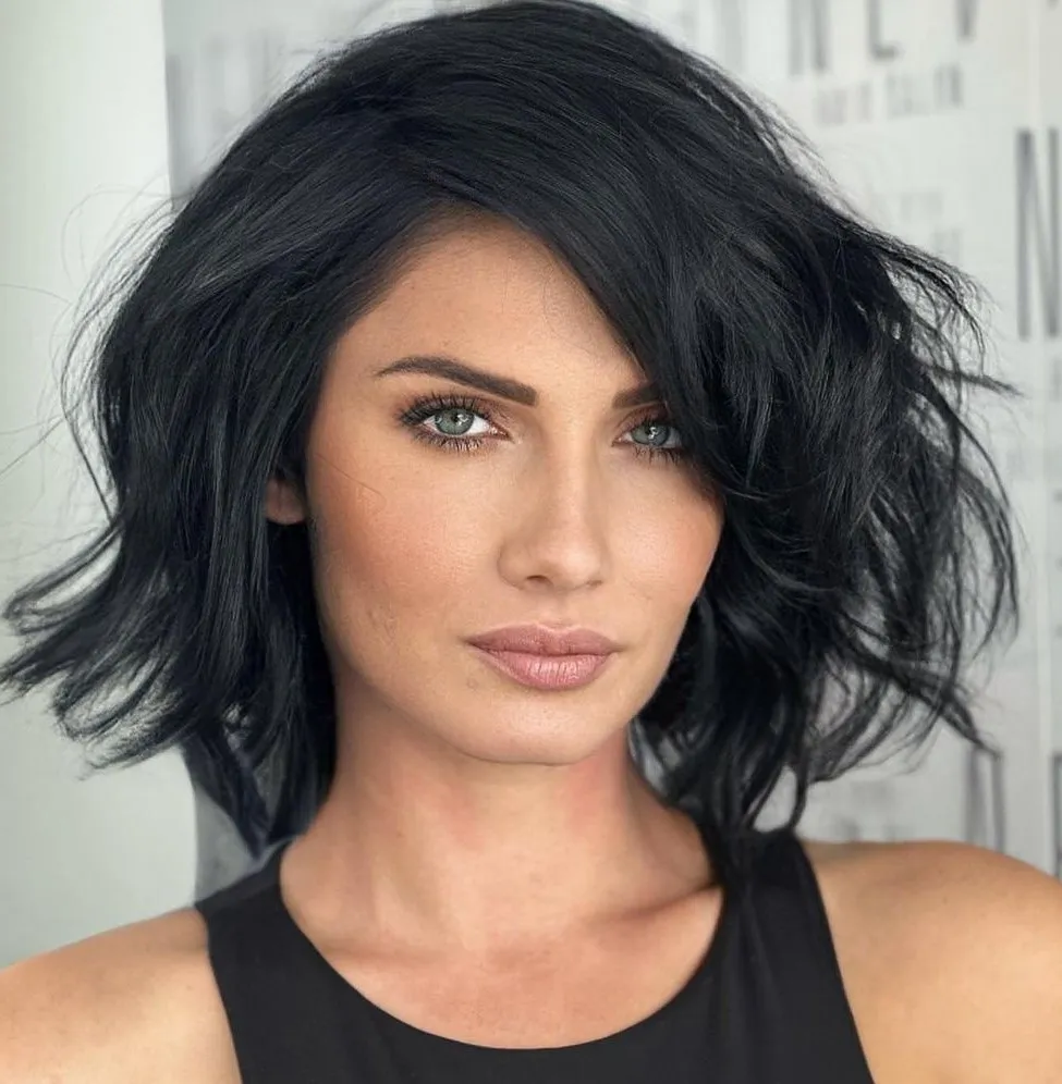 Black Tousled Layered Hair Style