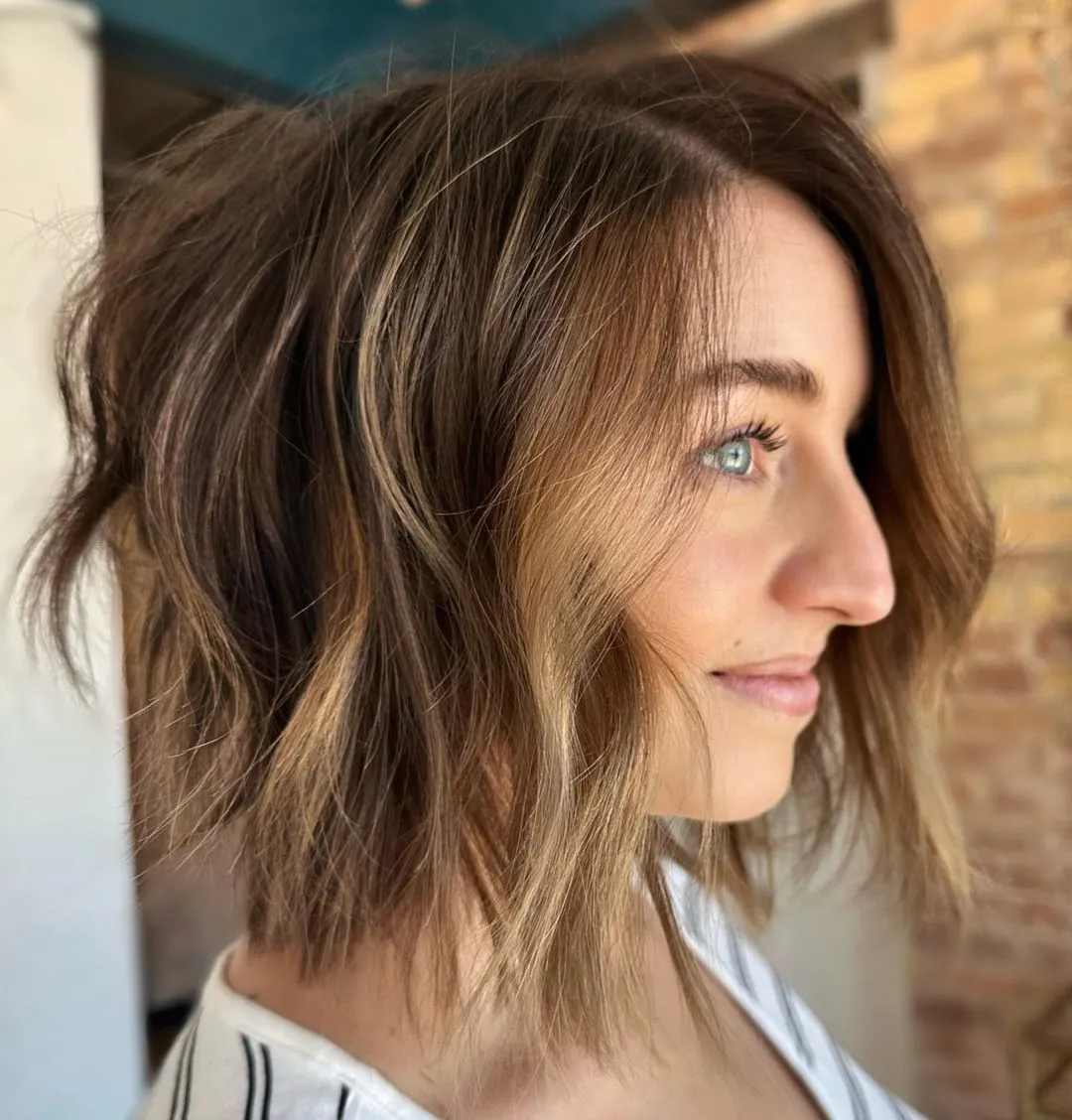 Long Stacked Bob with Highlights