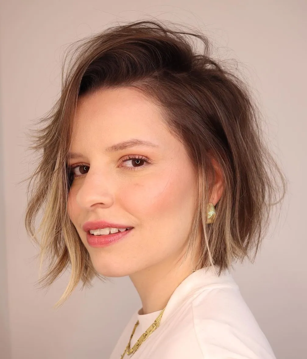 Side Swept Layered Bob Hairstyle