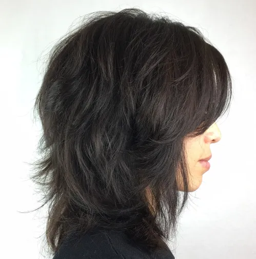 60 Essential Shag Hairstyles for Every Hair Type and Length 16 Dark Brown Shag With Bangs