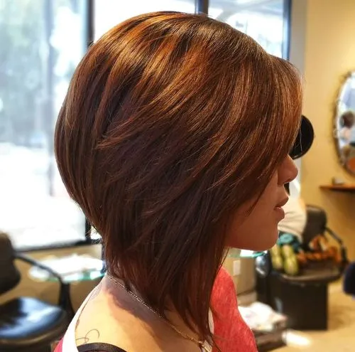 Layered Angled Auburn Bob for Teen Girls
