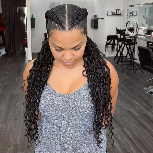 Double Dutch Braids into Low Ponytails
