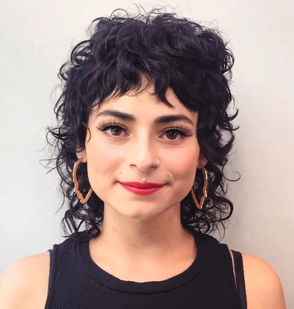 Trendy Curly Mullet for Pear-Shaped Faces