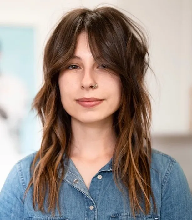 Pear Face Shape Long Shag