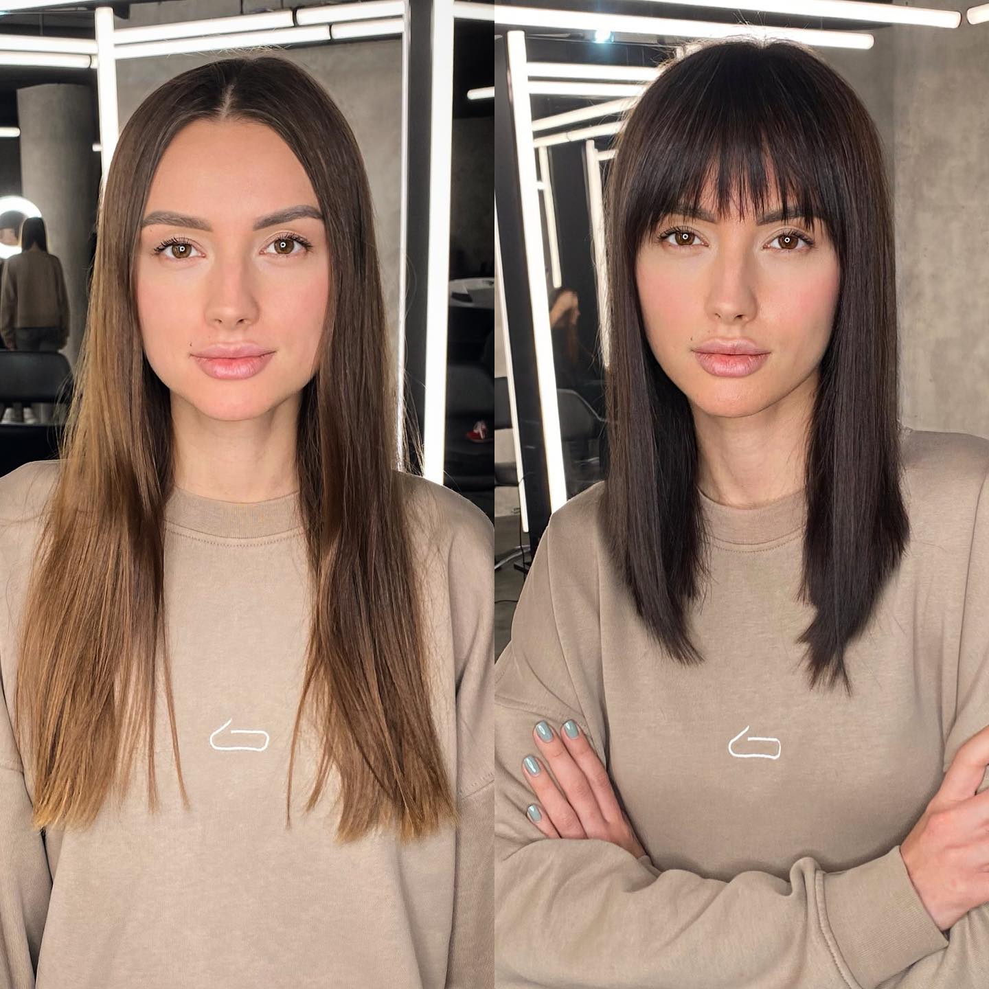 Medium A-Line Haircut with Bangs Choppy Bangs and Straight Locks